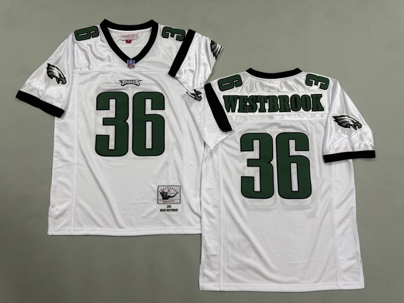 Men 2025 Philadelphia Eagles #36 Westbrook white Throwback Limited NFL Jersey style 001